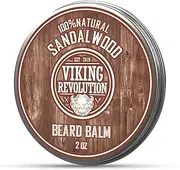 [Viking Revolution] Beard Balm - Argan & Jojoba Oils - Styles, Strengthens & Softens - Gifts For Men - Sandalwood - 57 g