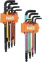 Klein Tools BLS18 Hex Key Wrench Set, Color Coded, SAE and Metric, Heat-Treated, L-Style, 1/16-Inch to 3/8-Inch and 1.5 mm to 10 mm, 18-Piece