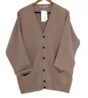 Uniqlo lambswool v-neck cardigan sweater 2XL beige pockets grunge dad grandpa