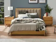 Evita Bed Frame with Gas Lift Base - King Single / Wheat