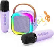 Kids Karaoke Machine with LED Lights, Portable Speaker with Two Mic