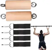Pull Up Grips, 2X Wooden Strength Climbing Grips, Outdoor Training Handles Home Gym Fitness Accessories Portable for Deadlift, Powerlifting