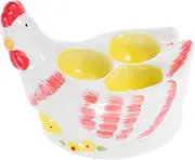 ZUNOXAZ Vintage Crackle Glaze Ceramic Rooster Egg Holder Charming Animal Shaped Egg Cup Neat Storage for Kitchen Dining Table