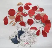 Ansley Ivy Hand Painted Tree Doves Needlepoint Cross Stitch Canvas H2F140 NEW