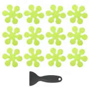 12 Pcs Non Slip Bathtub Stickers with Scraper Anti Slip Snowflake Grass-Green