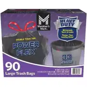 Member's Mark 33-Gallon Power Flex Drawstring Trash Bags 90 ct