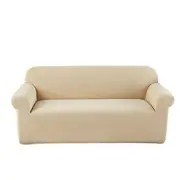 LushCovers Stretchable Water-Repellent Sofa Pet Protect Elastic Lounge Couch Cover - 2 Seater - Tea White