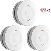 Smoke Detector, Magnetic Holder, Fire Alarm with 10 Year Battery, Strong 3M Adhesive Pads for Secure Hold, Standalone Sensitive Fire Detector, DIN EN 14604 Certified, Pack of 3