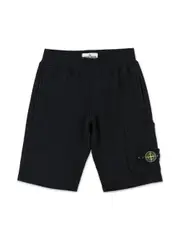 [Stone Island Junior] Compass-badge shorts 10 Black