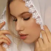 Sheer Lightweight Lace Trim Headscarf for Ladies Summer Wedding Party Sunproof