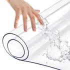 46x84 In Clear Plastic Table Protector Wipeable PVC Vinyl Table Cloth Cover P...