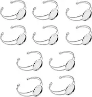 MIAO JIN 10 Pcs 25 mm Adjustable Round Cabochon Bezel Tray Blank Bangle for Crafting DIY Bracelets Making