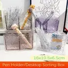 Acrylic Pen Holder 2Grids Cosmetic Storage Organiser Desktop Sorting Box