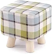 Foot Stool, Solid Wood Home Small Square Stool Creative Living Room Change Shoes Stool Sofa Stool Fabric Adult 28X28X28.5Cm,Practicalniture/D