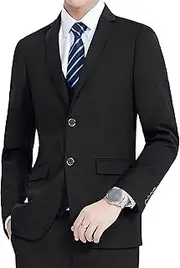 [SWJGLITTR] Mens One Button Tuxedo Jacket Slim Fit Casual Sport Blazer Coats Solid Business Daily Suit Jackets, Black 2, 5X-Large