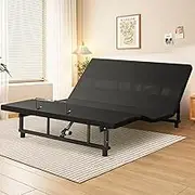 Miscoos King Size Adjustable Bed Frame with Quiet Motor - Head & Foot Incline, Zero Gravity, Wireless Remote Control, Easy Installation (79" L x 71" W x 12.72" H)