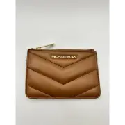 MICHAEL KORS JET SET TRAVEL SMALL COINPOUCH ID HOLDER WALLET QUILTED STRIPE DUSK