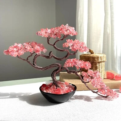 Cherry Quartz Crystal Bonsai Tree Energy Tree Gemstone tree of Life