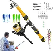 Kids Fishing Pole,1.8m Telescopic Fishing Rod Reel Combo | Beginner Fish Kit, Youth Fish Set, Tackle Starter Set, Small Dock Gear Kit for Toddler