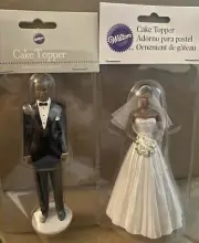 BRAND NEW Wilton Wedding Cake Bride & Groom Toppers Black African American Set