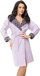 [DOROTA] Cuddly and Modern Women's Cotton Bathrobe, Made in The EU, Various Models, Purple/Purple, Medium