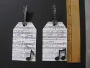 2 Handmade Tags MUSIC Scrapbook Junk Journal Ephemera