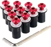 Motorcycle Windshield Bolts Screw Nut Fastener Kit M5 5mm 10pcs/Set, Compatible with Suzuki GSX1300R GSR 600 GSR750 GSXR 600/750 SV 650 (Color : Red, Size : A)(Red)