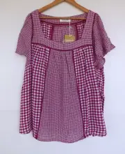 New Virtuelle Taking Shape Top 22 Womens Pink Purple White Check Gingham TS