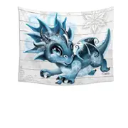 Cute Snowflakes Winter Lil Dragon Tapestry