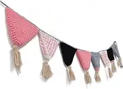 Bunting Flags Nordic Hand-Woven Party Tent Mattress Shower Bunting Decoration Children's Room Wall Decoration Bunting (Size : Pink)