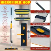 360° Rotating Mop Wet Cleaning Magic Self Wringing Foldable Bucket+6 Pads AU