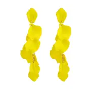 Nevenka Long Drop Rose Petal Earrings for Women and Girls-Yellow