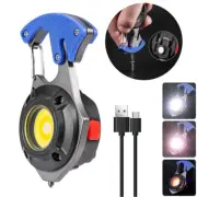 Multi-function COB LED Flashlight Outdoor USB Rechargeable Keychain Light Hook