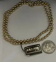 Vintage Mid Century KRAMER small Gold Bead Chain Necklace 24” Mint with Tag