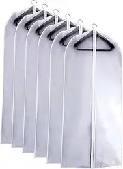 [LANGING] Pack of 6 Garment Bag Clear Dust Bags Cover Moth Proof Zippered Breathable for Clothes Storage Suits Dress Dance