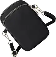 [TEMPNAP] Nylon Mini Pouch Sling Bag for Women Camera Crossbody Shoulder Bag Mini Zip Crossbody Bag Ladies Purses Sash Bags for Women Crossbody Tote Handbags Alloy Black