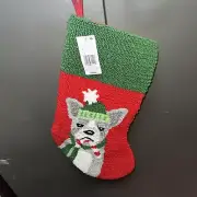 C&F Home Hooked Needlepoint Christmas Stocking French Bulldog New Dillards