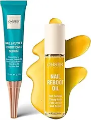Onsen Secret Nail Reboot Duo - Treatment for Damaged Nails - Natural Nail Care & Cuticle Repair - Visible Results For Perfect Nails, Cuticle Conditioner Cream 15ml & Nail Reboot Oil 10ml