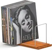KORRTFID Vinyl Record Storage Holder Stand for 70 LPs, Solid Sapele Wood Vinyl Record Display with Now Playing Stand,Vinyl Holder for Albums Storage Organizer (Sapele Wood)
