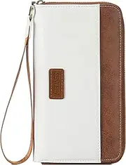 [SENDEFN] Women's Large Leather Purse with Zip, RFID Protection, Long Women's Purse with Multiple Card Slots and Wrist Strap