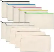 10 Pack Canvas Pencil Case Makeup Bags Zipper Handy Pouches Cosmetic Storage Bag