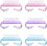 6 PCS Nail Cleaning Brushes Plastic Handle Scrubbing Brush Nail Manicure Dust Brushes Fingernail Clean Brush for Hand Toes Nail Garden Home Salon use