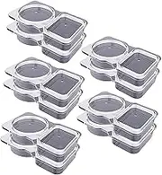10Pcs Double Compartment Condiment Container with Lid Double Compartment Snack Containers Double Compartment Snack Containers for to-go Sauce, Travel Snack (Transparent 10PCS)