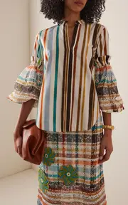 [Silvia Tcherassi] Nuru Striped Cotton Top