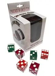 3 Pairs Authentic Nevada Casino Table-Played Craps Dice + Dice Cup Bundle Boxed