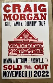 2022.11.11 Hatch Show Print Craig Morgan @Ryman God, Family, Country Tour Poster