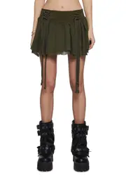 [DARKER WAVS] Chord Lace-Up Mini Skirt