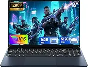 FUNYET 16 Inch PC Laptop, N150 Processor Notebook (up to 3.4 GHz), Win 11 Laptop, 16 GB RAM, 512 GB SSD, 1920 x 1200 FHD Laptops, Computer with Illuminated Keyboard, 6000 mAh Battery, WiFi 5, BT 5.0