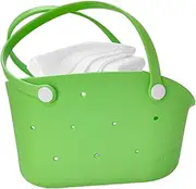 [Pokronc] Rubber Beach Bag, Fashionable Outdoor Travel Bag, Small Beach Handbag, Waterproof And Sandproof Travel Tote, Washable Tote, 16 Inch For Women And Men