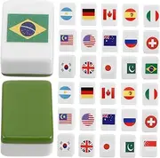 GARIOUANS 48PCS National Flag Mahjong Game Set Unique Push Tile Game for Family Gatherings Picnic Parties Casual Play Easy to Learn Innovative Player Elimination Mode Included
